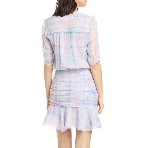 Veronica Beard Dakota Plaid Silk Mini Dress Lilac - Picture 3 of 11